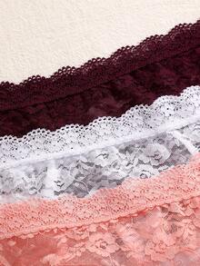 3件装女士蕾丝透气低腰性感丁字裤 - 彩色 - 查看 6