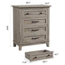 mteryoing Home 4 Dresser For Bedroom, 34.8" Tall Vertical Drawer Dresser With Large Storage, Freestanding Wooden Closet Chest For Bedroom, Living Room - 灰色 - 查看 4
