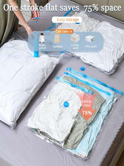 Vacuum - Sealed Bags Are Used For Storing Out - Of - Season Clothes. They Can Prevent Mildew, Insects, And Moisture, Save Space, And Make It Easy To Store Items Through Vacuum - Sealing. They Are Travel Accessories, Vacuum Bags, Travel Essentials, Vacuum Storage Bags, Travel Essentials, Storage Bags, Cruise Essentials, Items For Organization And Storage, And Bedroom Items.