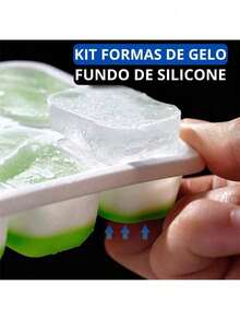 COMBO 3 Forma de Gelo Fundo de Silicone Para Papinha Casa Cozinha Geladeira e Freezer Coquetel - Multicolorido - Visão 2