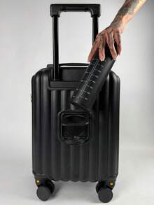 ANAC Standard Travel Carry-On Suitcase 10kg ABS Resistant | Double 360° Wheels Built-In Padlock USB Input Expandable Zipper Anti-Theft - 黑色 - 查看 3