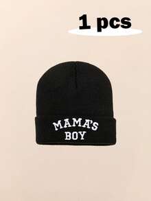 1pc Baby Beanie Black Hat, Letter Embroidery Infant Newborn Toddler Winter Warm Knit Cap For Little Boys Girls,Kids & Baby, Y2k Style, Newborn Knitted Hat For Outdoor Winter Warm Hat - Multicolor - View 7