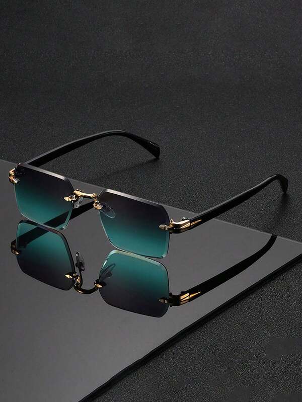 Frameless Edged Fashion Fashion Glasses, Unisex Gradient Color Glasses, Women's Anti-Glare Driving Glasses