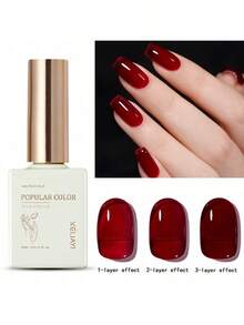 1pc Red Ice-Through Gel Nail Polish 15ML Soak Off Glitter Gel Polish For All Seasons - Home Salon Nail Art DIY - 紅色 - 查看 6