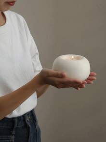 1件套白色陶瓷烛台 - 创意简约家居装饰，适用于餐桌和书桌，圆形烛台，餐桌、婚礼、节日家居装饰，圣诞节和新年理想之选 - 彩色 - 查看 3