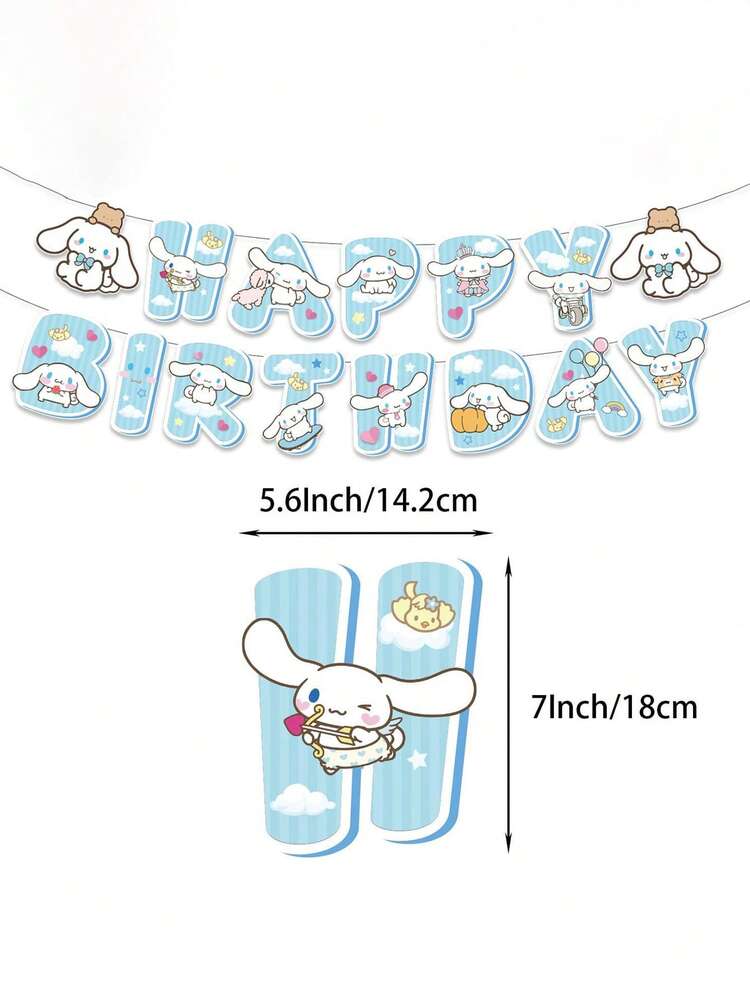 1 set Sanrio Kuromi-tema dekorativa vimpelflaggor, söt Hello Kitty-banderoll, hängande dekorationer för barns födelsedagar, hängande ornament för feststämning - Multifärgad - Visa 8