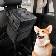 1 Stück Auto Haustier Aufbewahrungseimer mit Deckel, auslaufsicherer Auto-Mülleimer. Faltbarer wasserdichter Autositz-Rückseiten-Müllbehälter für Haustiere für Outdoor-Reisen und Autoaufbewahrung