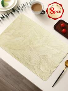 1-8pcs Simple Rectangular PVC Placemats, Washable, Easy Clean, Wipeable, Non-Slip, Heat-Resistant, Dining Table Mats, Sweet Reverie, Elegant Placemats, Tabletop Setting, Kitchen Dining Mat, Holiday Wedding Decor - Multicolor - View 16