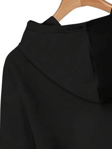 Men's Autumn Winter Black Hooded Sweatshirt With Drawstring And Pocket, "Secret Bear Keep Happy" Graphic Print - AutumnTrends - Polyester Soft Casual Hooded Sweatshirt, Fall Wear SkateOutfitIdeas, ElegantCasual, Streetwear Essential, Fun - Themed Daily Pullover - 黑色5 - 查看 5