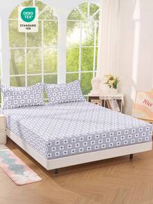 1 Sábana ajustable, Ropa de cama, Sábana ajustable, Protector de colchón, Protector de colchón suave y cómodo para la piel, Sábana ajustable para el Día de San Valentín, Sábana plana con estampado de flores de dibujos animados, Juego de ropa de cama con estampado de flores azules, Decoración del hogar, Sábana ajustable para cama individual, doble, king, queen, Regalos de ropa de cama, Lavable a máquina, Sofá