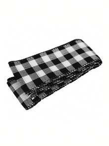 1 buc, 19,7 inch Panglică de Crăciun din in Accesorii DIY Panglică în carouri alb-negru Decorațiune de atmosferă de Crăciun Decorațiune Chingă Decorațiune de casă Nuntă În aer liber Petrecere de ziua de naștere Aranjament de atmosferă Recuzită Decorațiuni de Crăciun Decor de cameră de iarnă