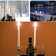 12pcs/4pcs Home Emergency Red & White Candles, Classic Romantic Candlelight Dinner, Smokeless Long Stem Candle Holders, Party, Christmas, Halloween - Multicolor - View 4