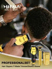 HIENA 3-In-1 Set/2-In-1 Set/1pc Cordless Hair Clippers Men - Professional USB Rechargeable Grooming Kit With Trimmer, Electric Shaver, Detail Trimmer, Ideal Father's Day Gift, Equipped With Limit Combs, Valentine's Day Or Men Gifts