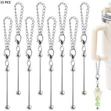 8/15pcs Beaded Pendant With Chain, Blank Beading Stick, DIY Craft - Suitable For Cup Charm, Bag Decor, Keychain And Jewelry Making, DIY Gifts