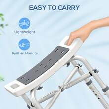 HOMCOM Shower Chair For The Elderly And Disabled, Adjustable Padded Shower Stool With Built-In Handle And Non-Slip Suction Foot Pads - Grey - View 6