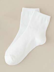 10 Pasang Kaos Kaki Anak-Anak yang Bernapas, Cocok untuk Musim Semi, Musim Panas, Musim Gugur, Menyerap Keringat, Tahan Bau, Putih Bersih, Kaos Kaki Pelajar - Putih - View 2