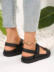 Women's Plus Size Luxury Comfortable Soft Durable Hiking Vacation Beach Sports Casual Sandals,Spring Summer Outfits - Black - View 7
