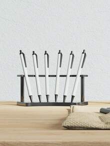 1/2/5 Pcs Plastic Pen Holder, 6 Slots Pen Display Stand, For Ballpoint Pens, Markers, Fountain Pens, Eyebrow Pencils, Makeup Brushes, Home, Office, And Store Storage Organizer, Transparent Craft Display Rack, Desktop Display, Portable Office And Home Storage Solution, Office Supplies And Accessories, Great Back To School Gift, Best Gift For Colleagues, Classmates, Teachers, Friends, And Relatives