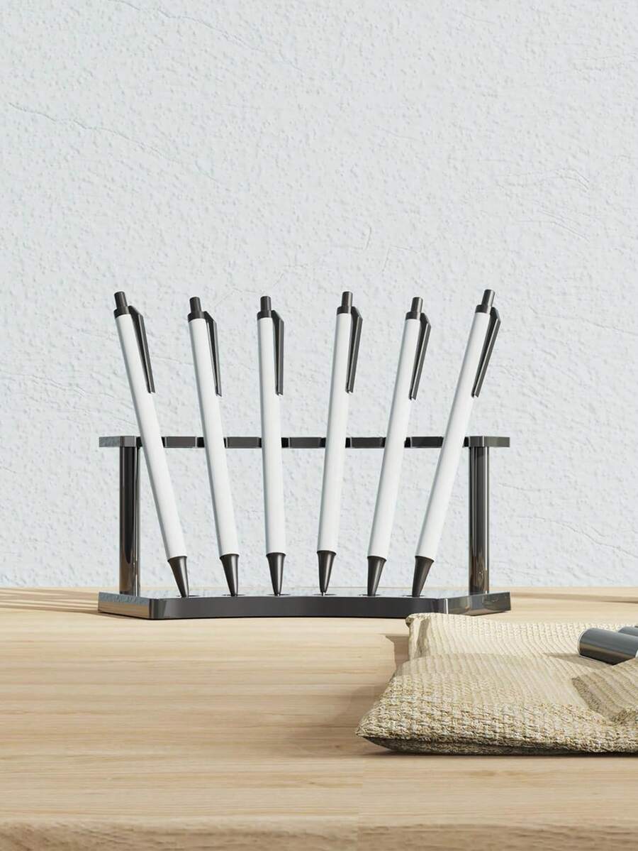 1/2/5 Pcs Plastic Pen Holder, 6 Slots Pen Display Stand, For Ballpoint Pens, Markers, Fountain Pens, Eyebrow Pencils, Makeup Brushes, Home, Office, And Store Storage Organizer, Transparent Craft Display Rack, Desktop Display, Portable Office And Home Storage Solution, Office Supplies And Accessories, Great Back To School Gift, Best Gift For Colleagues, Classmates, Teachers, Friends, And Relatives