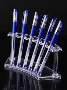 1/2/5 Pcs Plastic Pen Holder, 6 Slots Pen Display Stand, For Ballpoint Pens, Markers, Fountain Pens, Eyebrow Pencils, Makeup Brushes, Home, Office, And Store Storage Organizer, Transparent Craft Display Rack, Desktop Display, Portable Office And Home Storage Solution, Office Supplies And Accessories, Great Back To School Gift, Best Gift For Colleagues, Classmates, Teachers, Friends, And Relatives