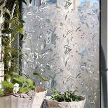 1 Roll Decorative Colored Glass Window Film, Privacy Window Cling, Sun Blocking Window Sticker, Static Cling Frosted Window Decal, Rainbow Tulip Design For Home Use