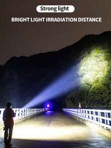 1/2/4pcs Outdoor Portable Multifunctional Flashlight With 8 LED Side Emergency Light, 1200mAh Rechargeable Battery, High Strength Material, 3 Brightness Modes, Zoom Function, Real-Time Battery Display, Suitable For Outdoor, Home, Camping, Cycling, Fishing, Car, Emergency Lighting - Essential Gift For Christmas, Halloween, Festivals - Upgraded Version-flashlight - View 4