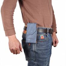 VIETAO VINTAGE 6.5inch 6.7-6.9inch 7.2inch Multisize Denim Print Hanging Belt Waist Faux Leather Mobile Bag Cell Phone Bag With Card Holder Slot