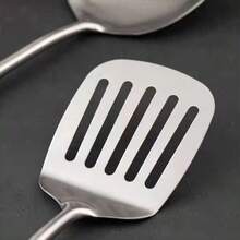 1 pieza Espátula para pescado de acero inoxidable, raspador de metal flexible, mango extra largo de acero inoxidable, ideal para voltear huevos, hamburguesas y hornear, volteador ranurado de cocina ligero y duradero para cocinar y asar a la parrilla