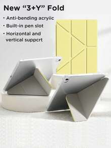 1pc Pure Yellow Dual-Sided Acrylic Transparent Crystal Backboard Shockproof Sleep/Wake Tablet Case Compatible With IPad (A16) 11th Gen 11-Inch 2025 Case, IPad 10th Gen 10.9-Inch 2022 Case, Ultra-Thin Stand Case, Hard Clear Back Cover,Great Holiday Gift,Fashionable And Simple Pattern(Yellow)