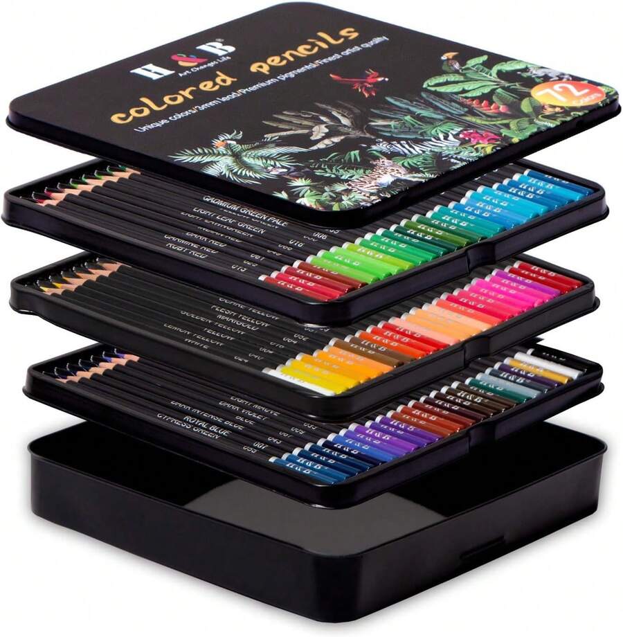 Set de Arte Profesional,Sebami 72Pcs Lapices de Colores Profesionale, Suministros de Arte en Estuche de Hierro Portátil,Regalo para Principiantes y Artistas, Niños y Adultos(72 PCS) - 1 - Ver 1