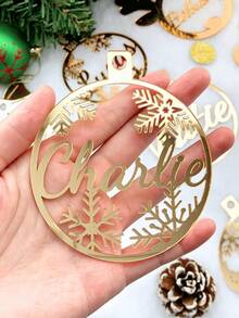 1/3/5 peças Presente de Natal, Decoração de Natal, Enfeites de Natal Personalizados, Decoração de Árvore de Natal Personalizada, Decoração em Madeira/Acrílico, Nomes Cortados a Laser, Bola de Natal, Etiquetas para Presente, Seu Logotipo Multifuncional, Ornamental Requintado, Elegante, Bonito, Vintage Personalizado, Presente Ideal e Único para Ele e Ela Aniversários Dia dos Namorados Dia das Mães Aniversários, Dia dos Pais - Multicolorido - Ver 9