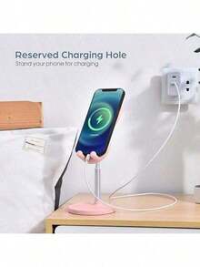 1pc  Rabbit Ear Desktop Phone Holder | Cute Design Adjustable For Watching TV Shows And Live Streaming, Great Desktop Atmosphere Item - 粉色 - 查看 2