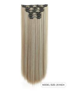 Clip In Hair Extensions 6PCS Straight 20" Hair Extensions For Women,Heat Resistant Synthetic Hairpiece For Women Daily - Multicolor - View 11