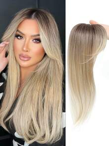 Flequillo postizo para cabello, extensión de cabello de 18 pulgadas con cobertura 360° 3D para mujeres con cabello ralo (Ombré marrón a rubio) - Multicolor - Ver 13