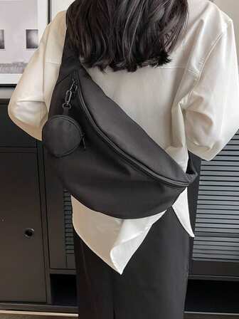 Minimalist Fashion Women Waist Bag Large Capacity Crossbody Bag With Buckle Adjustable Strap