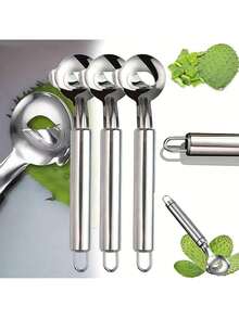 1 pieza Pelador de cactus tipo cuchara, de acero inoxidable, herramienta multifunción para pelar cactus, cortador de fideos chinos para utensilios de cocina - Plata-1 pieza - Ver 2