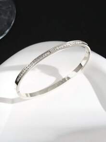 1 件优雅不锈钢银色时尚防水手链首饰女士 - 銀色 - 查看 26