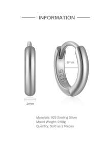 EleRunis 1 对 925 纯银经典方晶锆石 5 毫米 - 9 毫米耳环 18K 镀金防过敏微型软骨耳环穿孔时尚珠宝适合女性日常佩戴 - 銀色 - 查看 15