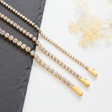 The Perfect Christmas Gift For Men And Women:1pc Hiphop Style Stainless Steel Tennis Chains Setting With 3A Cz Stones Bracelets For Men And Women As Birthday Gift And Dairly Wear