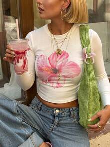 Floral Pattern Sexy Top, Autumn/Winter New Arrival