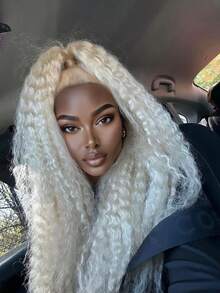Platinum White 13X4 HD Transparent Deep Wave Lace Front Wigs Human Hair For Women 200 Density Brazilian Virgin Wigs Human Hair Pre Plucked With Baby Hair Deep Curly Glueless Wigs Human Hair For Beginner Friendly - Màu hợp thời trang - Xem 3