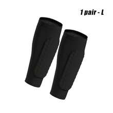 1 双青少年及成人足球护腿板，带蜂窝衬垫的小腿压缩套，腿部支撑护具 - 黑色 - 查看 10