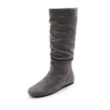 lunryet Women's Soft Suede Low Heel Mid Calf Boots | Comfortable Fall Outdoor Footwear With Side Zipper & Non-Slip Sole SHELLY-1 - 灰色 - 查看 15