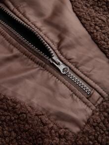 Women's New Casual Stand Collar Zip-Up Fleece Jacket, Autumn/Winter - Coffee Brown - View 6