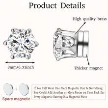 1 par de pendientes magnéticos con circonita cúbica de colores, pendientes de clip sin perforación, unisex