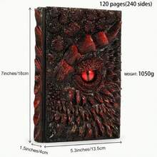 1pc 3D Longan Embossed Dragon Diary Writing Notebook Men/Women Handmade Travel DiaryNotebook For Gragon Enthusiasts Resin Carving Notebook Blank Paper 120 Sheets 240 Pages - Multicolor - View 2