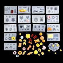 16 Piece Mini Food Themed Silicone Mold Set, Suitable For Resin Crafts - Epoxy Resin Casting, Croissants, Donuts, Macarons, And Cream Puff Shapes - DIY Baking And Chocolate Molds, Suitable For Clay Modeling, Sugar Flipping, Soap Making, And Cake Decoration - 16pcs - 查看 1