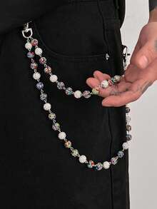 1pc Bohemian Style Sparkling Faux Pearl Beaded Multi-Layer Tassel Waist Chain/Body Chain, Fashion Hiphop, Vacation Party, Casual Daily, Street Snap, Wedding Party, Unisex Charm Jewelry Waist Chain Gift - Rhinestone Waist Chain - View 2