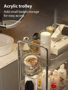 1pc Multi-Layer Storage Rack-Acrylic Removable Floor-Standing Cart Snack Storage Shelf For Kitchen/Bathroom/Living Room/Bedroom - 透明色 - 查看 7