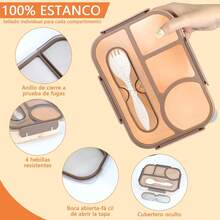 Lonchera de Capybara para Niño,Bento Lunch Box 36 Piezas, Fiambrera para Niña Preescolar Portátil A Prueba de Fugas con 4 Compartimentos, Bolsa y Cubiertos, Microondas - 1 - Ver 4